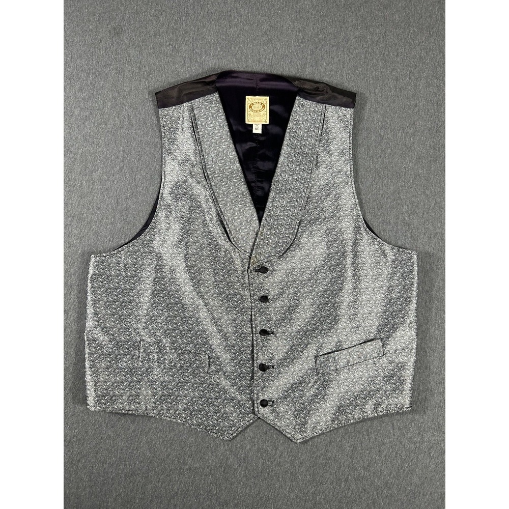 Wah Maker Frontier Clothing Silver Patterned Vest Made In USA Size XL